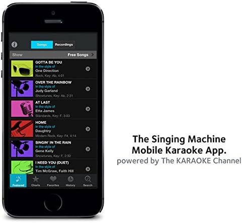 Smartphone screen showing the Singing Machine Mobile Karaoke App interface