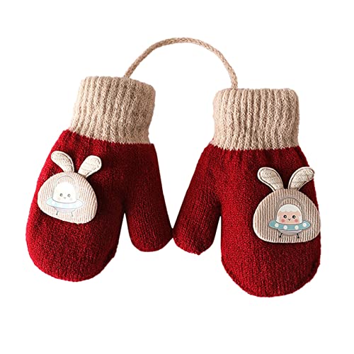 Mashaouyo Guantes de invierno Kintted para niños, guantes de esquí para niños, guantes de nieve cálidos, guantes de nieve para mujer, clima frío (H, talla única)