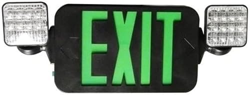 Morris Products Square Head LED Combo Exit Emergency Light – High Output, Green 