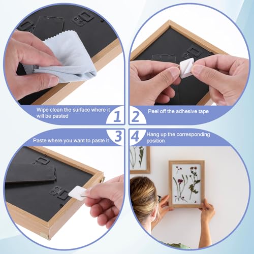 Image of 60 Pack Adhesive Picture Hanger, Foamboard Picture Hanging Hooks Without Nails, Plate Holders for Photo Frame Plate Wall Art Decor 3 Sizes