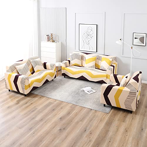 Image of HOKIPO Polyester Blend Stretchable Cushion Cover 16 inch x 16 inch, Pack of 2 (AR-4098-D17*2),Beige
