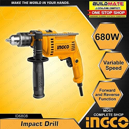 Ingco ID6808 Percussion Drill with features highlighted