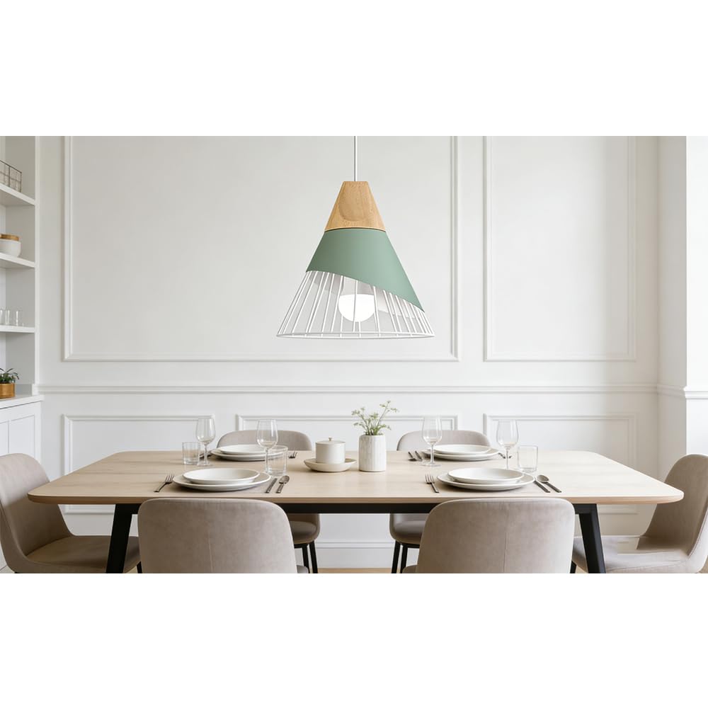 Suspension Luminaire Moderne,bois Plafonnier industriel design Métal Lampes Suspendues abat-jour E27 applique éclairage pour salle à manger cuisine,couloir