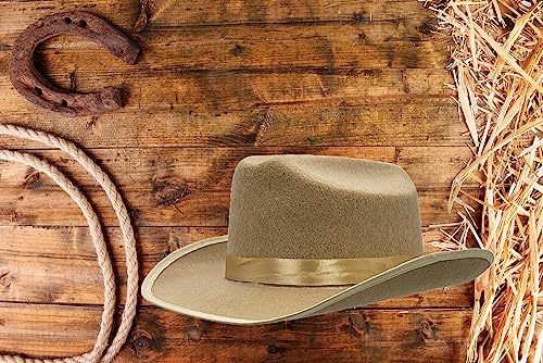 Image of The Dreidel Company Cowboy Felt Western Hat, 22 inch Circumference Dress Up Costume Clothes for Kids, Pretend Play, Party Favors