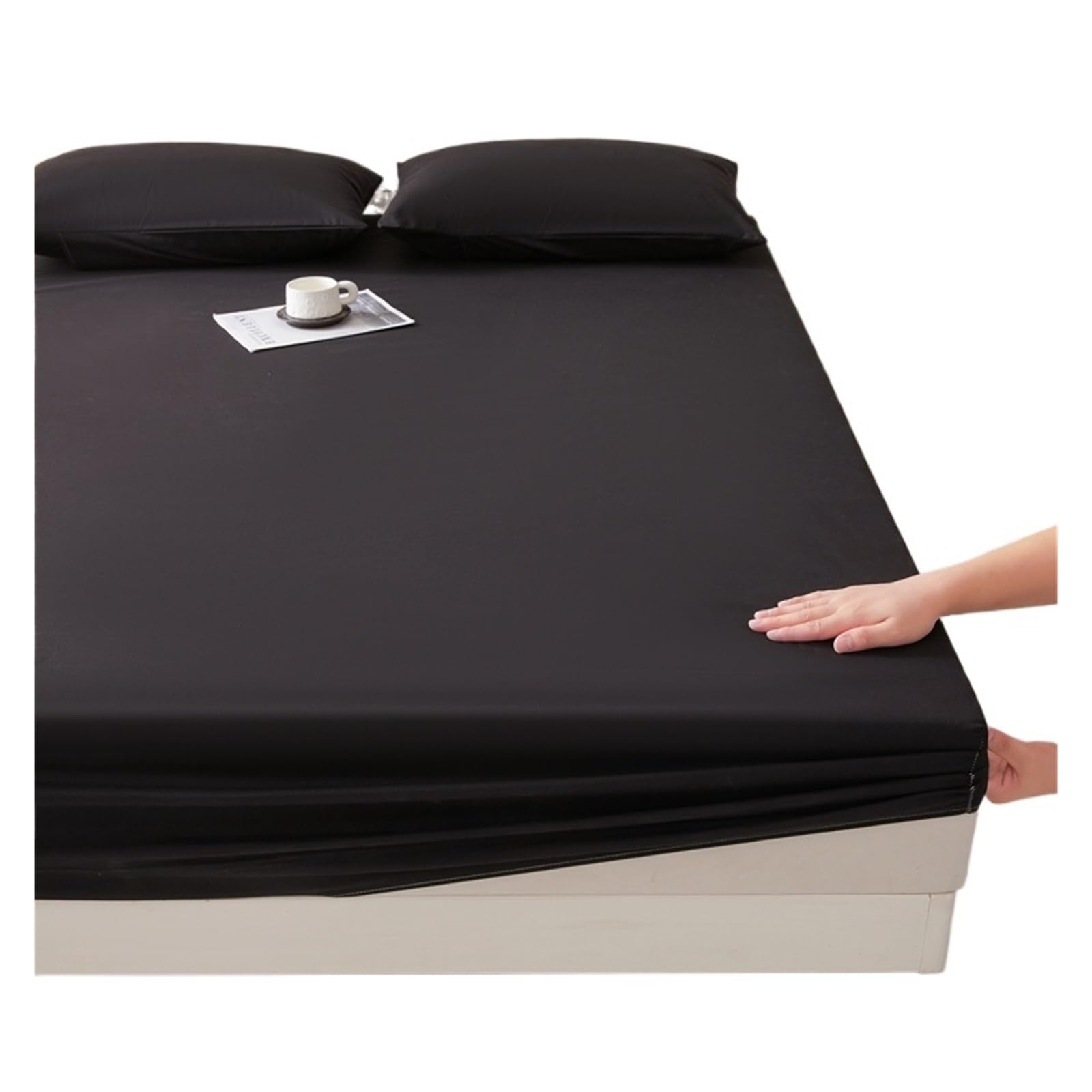 BGHYJKOL Mattress Protector Double Bed Elastic Fitted Sheet Waterproof Couple Double Bed Sheets Linen Mattress Protector(Black,Full)