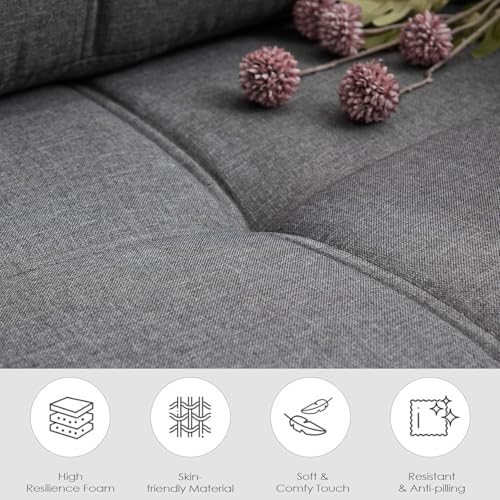 Image of 65 inch Grey Loveseat Sofa, Small Couch with USB and Wide Arms for Living Room | TYBOATLE, Small Love Seat Couch, 2 Seater Sofa, Tufted Mid-Century Design, USB Charging, Wide Arms, Bedroom, Dorm, Apartment