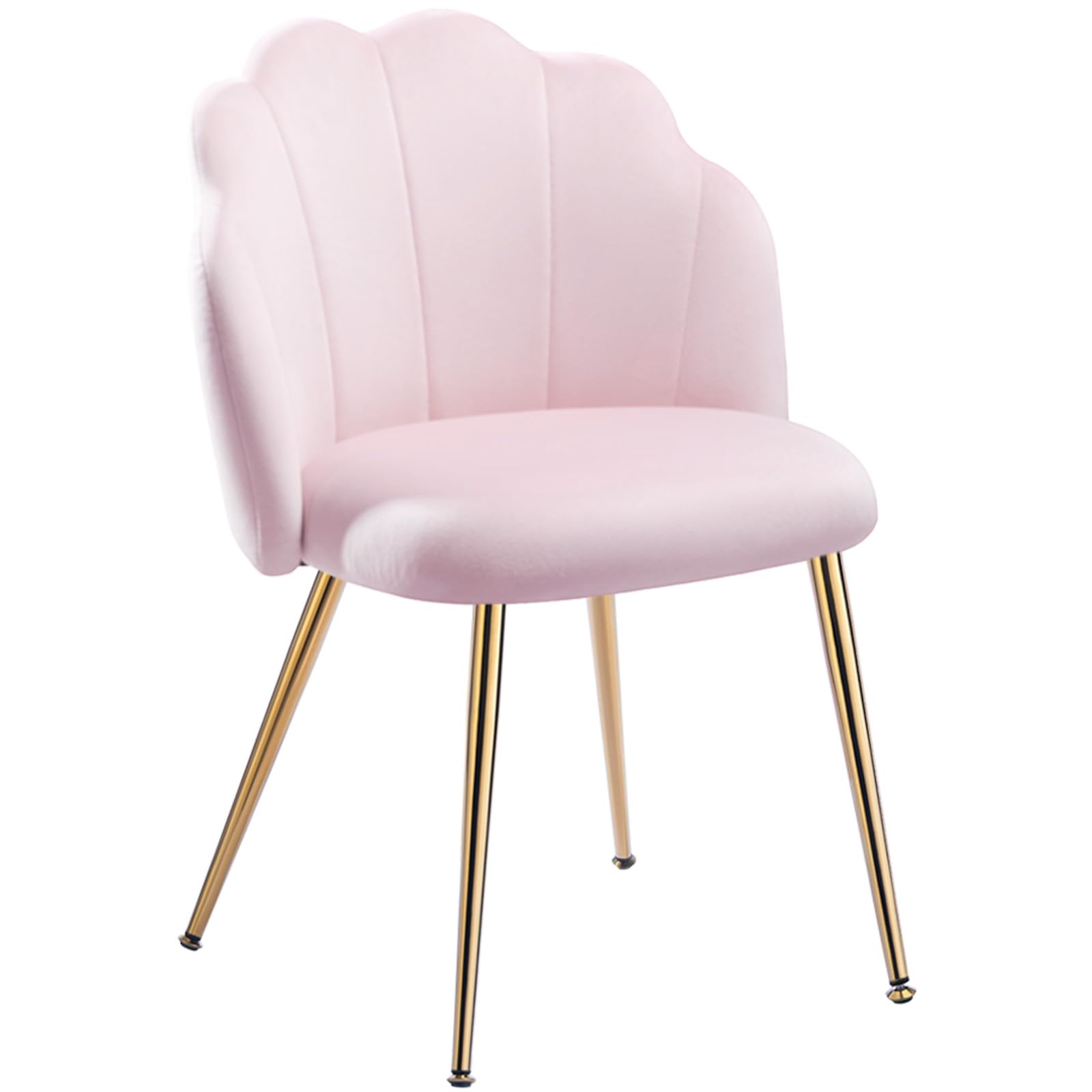 Schminkstuhl Rosa mit Goldbeinen – Schminktisch Stuhl Glamouröser Muschel Sessel | Vanity Chair Pink | Polsterstuhl für Schlafzimmer, Mädchenzimmer – Aesthetic Decor