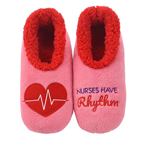 Snoozies Womens Pairables - Funny Slippers for Women - Womens Slippers - House Slippers - Nurses Have Rhythm - Medium