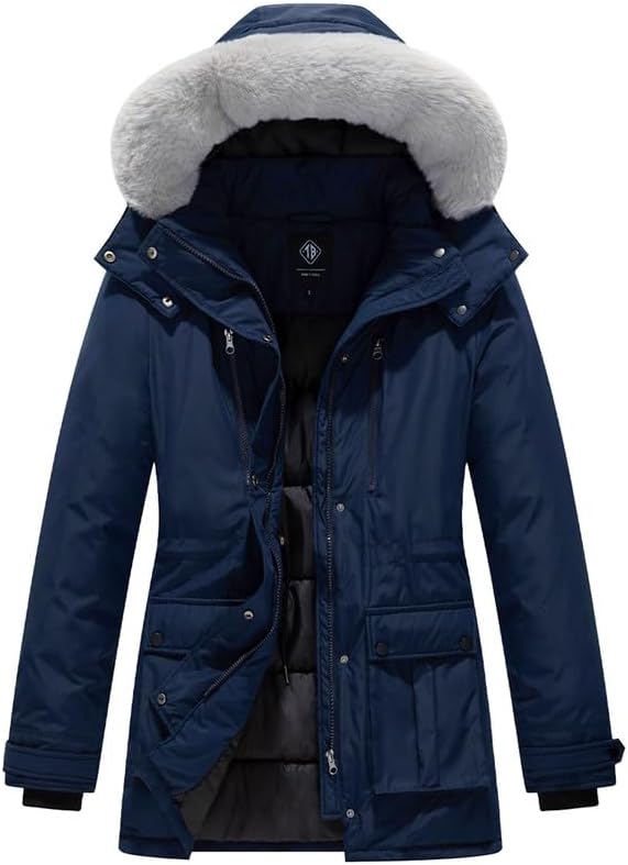 KVE Women's Quilted Winter Coat (Standard & Plus Size) Warm Puffer Jacket Thicken Parka with Removable Hood