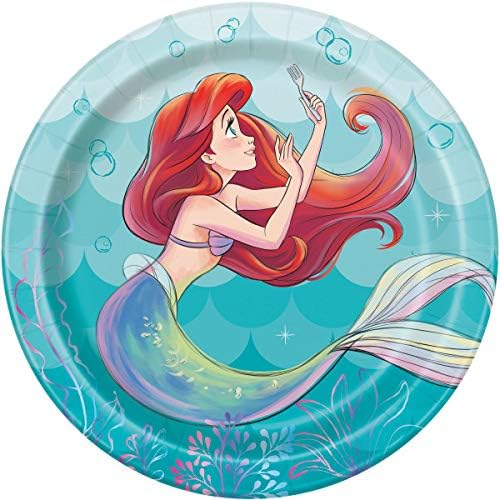 Unique The Little Mermaid Princess Birthday Party Supplies Bundle Pack includes 24 Dessert Cake Paper Plates image 3