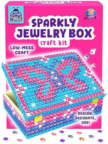 PURPLE LADYBUG Jewelry Box Craft for Girls 8-12 6-8 - Easter Gifts for Kids & Birthday Gift for 7 8 9 10 11 12 Year Old Girl, Fun Mosaic Arts and Crafts for Kids Ages 8-12, Girls Toys 8-10