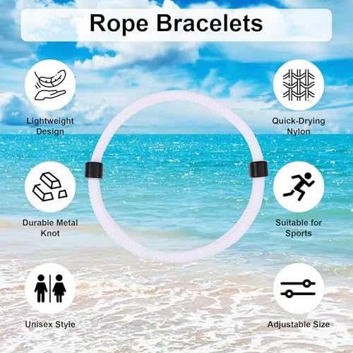 8PCS Braided Rope Cord Bracelet for Men Women, Nautical Beach Surf Bracelets Gifts Set for Sports, Handmade Woven String Bracelets with Adjustable Knot2