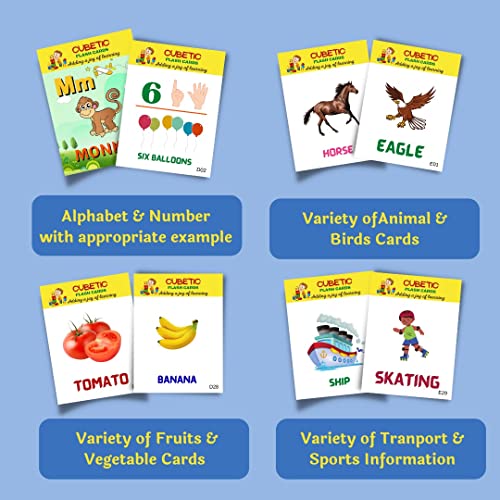 CUBETIC Flash Cards Set of 324 BOTHSIDED Early Learning Flash Cards