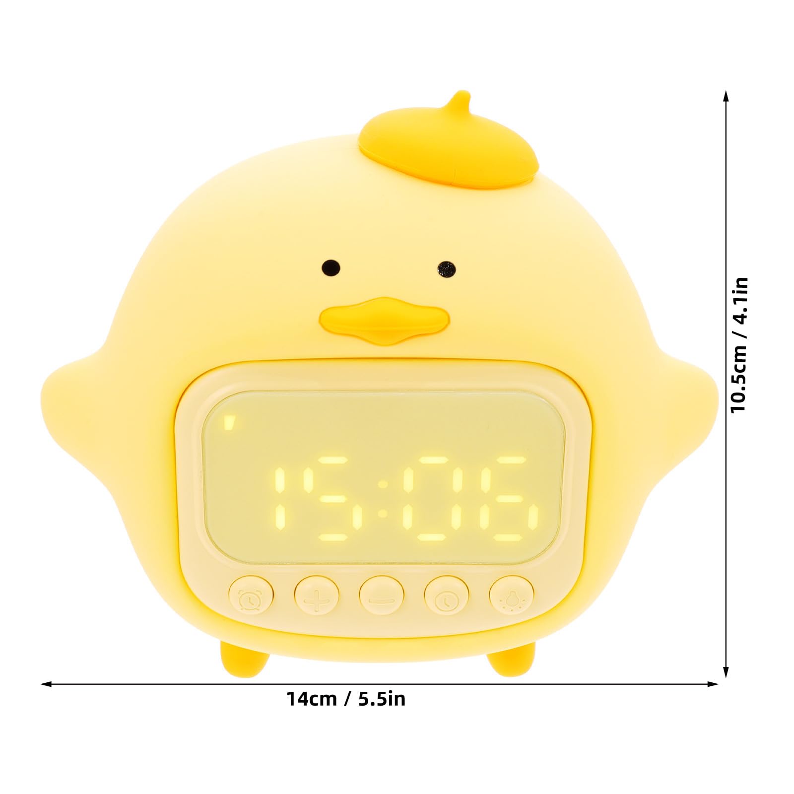 Réveil LED en Silicone Jaune Fonction Veilleuse et Alarme, Lampe de Nuit Créative pour Chambres D'garçon et Filles, Batterie 1500mah, Câble USB Inclus