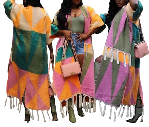 Molisry Women Cardigan Sweater for Fall 2023 Casual Knitted 3/4 Sleeve Floral Printed Open Front Long Outerwear4