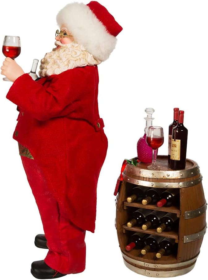 Kurt S. Adler 10.5-Inch Fabriché Wine Tasting Santa, 2 Piece Set