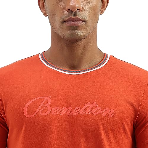 Image of UNITED COLORS OF BENETTON Men's Cotton Solid Regular Fit T-Shirt