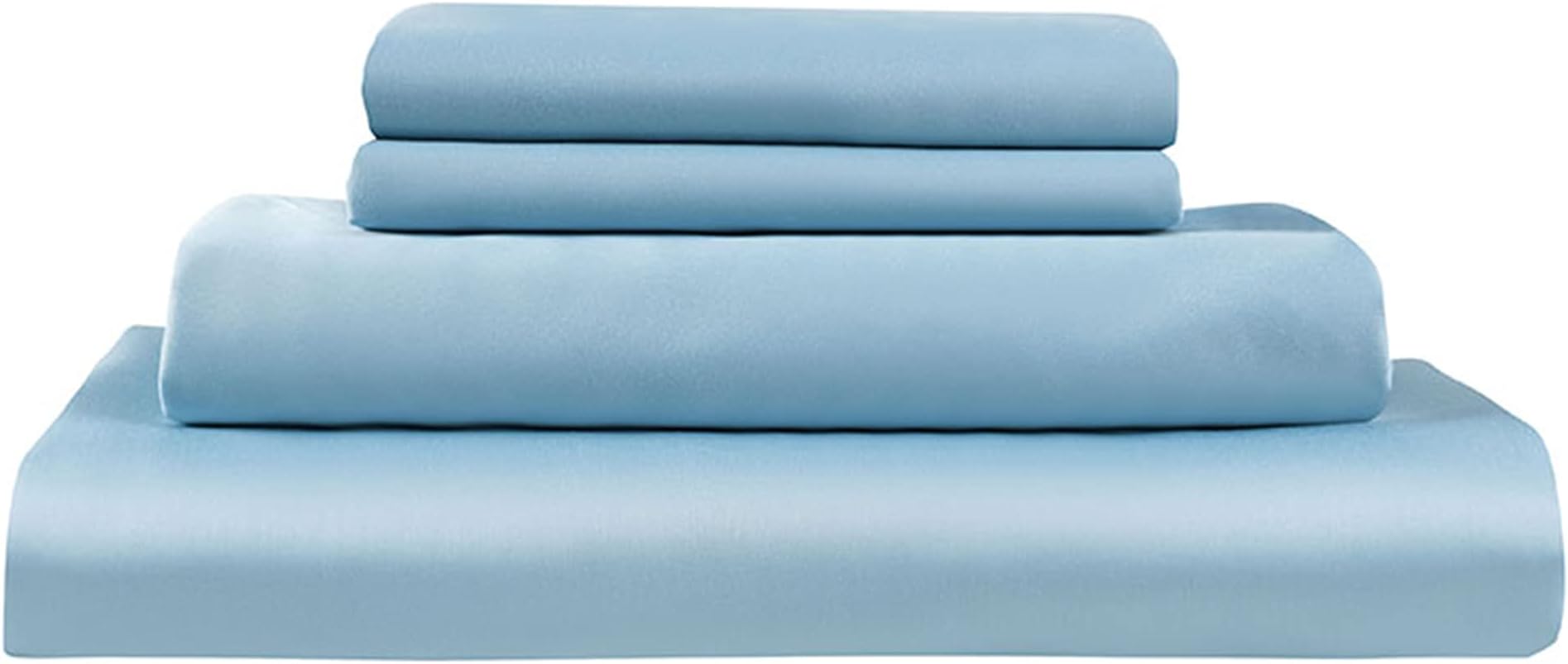 PANDATEX High Density 400TC 100% Bamboo Viscose Bed Sheets Set Cooling Sheets Silky Softest Bedding Sets with Deep Pocket (Full Size, Light Blue)