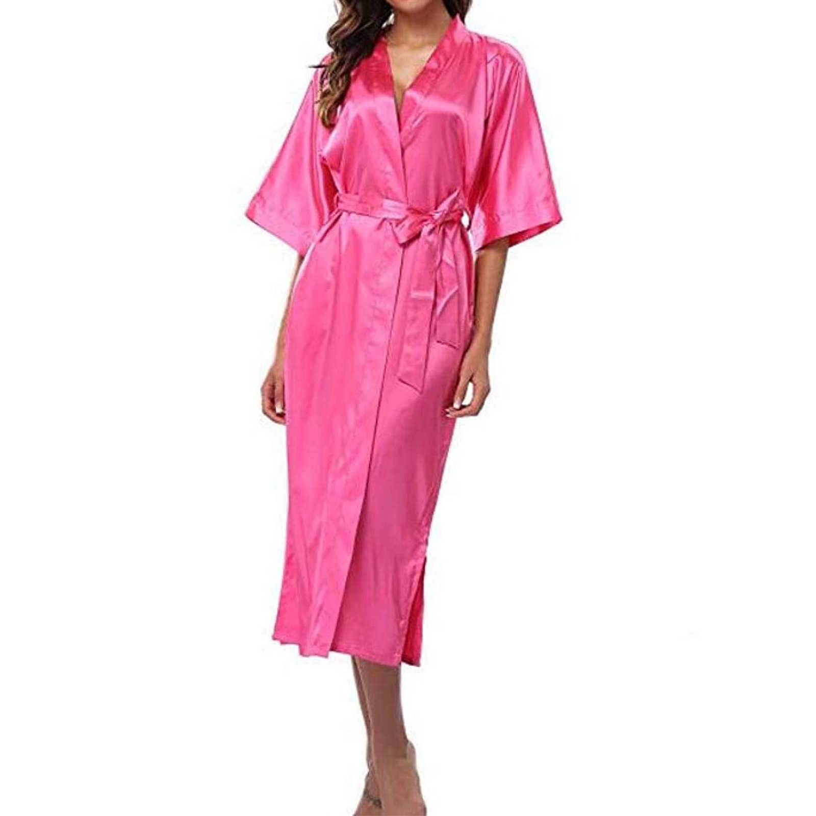 Lovasy Satijnen ochtendjassen voor dames, lange kantrand, dames kimono, zijde bruid/bruidsmeisje badjas, zacht slaapkleding voor bruiloftsfeest, Wit, XXL