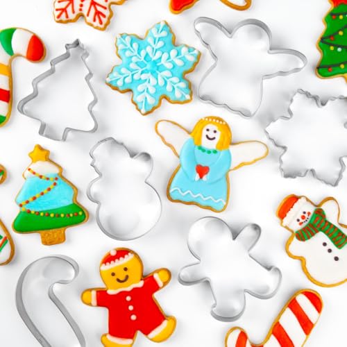 Christmas Cookie Cutter Set - 6 Pieces Christmas Cookie Cutter Shapes, Stainless Steel Cookie Cutters - Gingerbread Man, Snowflake, Christmas Tree, Angel, Snow Man,Candy Cane for Holiday by KELOFKO - Image 2