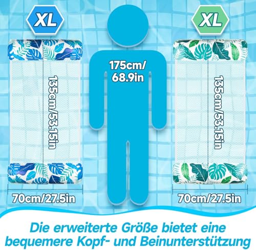 Alintor Luftmatratze Pool, 2 Stück Pool Zubehör Wasserhängematte, XL Luftmatratze Wasser Hängematte, 4 IN 1 Luftmatratze Pool Erwachsene Wasserspielzeug, Wasserhängematte Mit Netz Pool Spielzeug