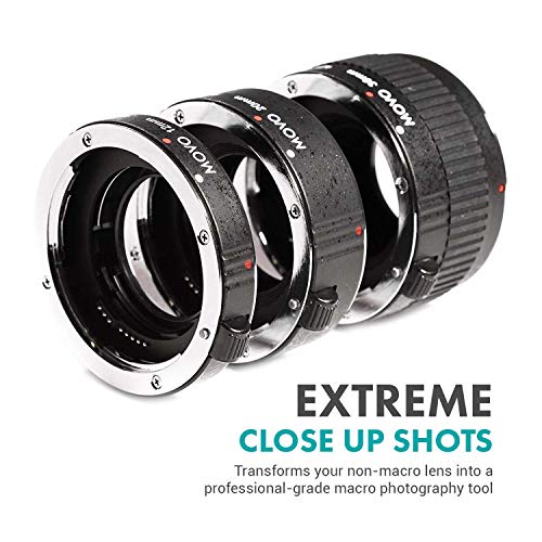 Conjunto de tubos de extensión macro AF cromado Movo MT-S68 de 3 piezas para cámaras DSLR Sony Alpha, sistema de lentes A-Mount con tubos de 12 mm, 20 mm y 36 mm miniatura 5