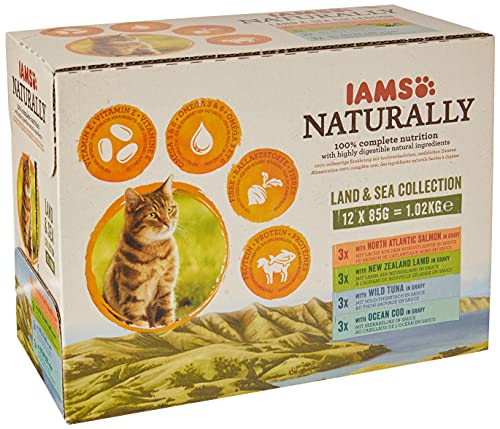 IAMS Naturally Nourriture Humide pour Chat Stérilisé ou Non 12 sachets fraicheurs pour 4 Pâtées...