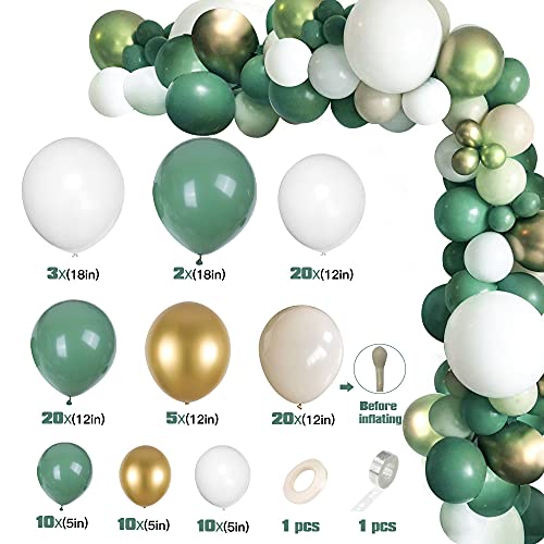 Verde Avocado Palloncini Kit Ghirlanda Oro Verde