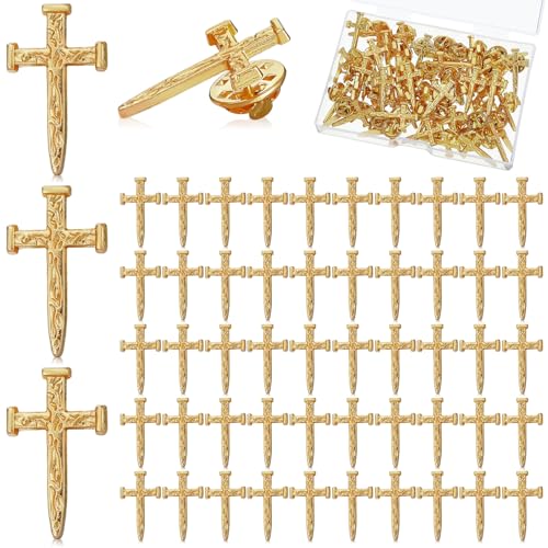 Yinkin 50 Pcs Cross Pins Bulk Jesus Lapel Pins Christian Memorial Gift for Men Women Chaplain Church Prayer