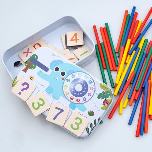 HBERCAI Mathematisches Spielzeug Holz Mathe mit Zählstäbchen,Mathe Spielzeug Rechenstäbchen,Zahlenlernspiel