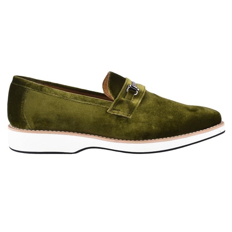Image of LIBERTYZENO Mens Tuxedo Canvas Textile and Suede Leather Noble Loafers and Slip On Wedding Party Shoes for Easter Gift