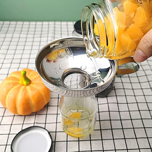 Image of Curated Cart Large Canning Funnel for Wide Mouth and Regular Mason Jars, Stainless Steel Kitchen Use Funnels with Strainer for Filling Bottles, Metal Funnel Set for Oil, Powder, Jam, Grains