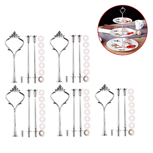 Cake Stands, FenglinTech 5 Sets Crown 3-Tier Vintage Plates Stand Holder - (Silver)