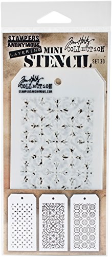 Stampers Anonymous THMST030 Tim Holtz Mini Layered Stencil 3/Pkg-Set #30