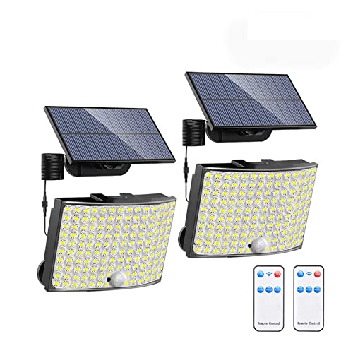 QZCX 106 luces de calle solares LED 328 focos LED IP65 Sensor de movimiento a prueba de agua inducción humana luces de seguridad de inundación solar 3 modos(128LED-2PCS)