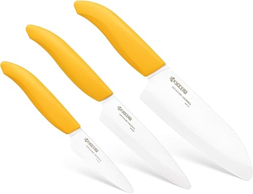 Kyocera Juego de cuchillos Advanced Ceramic Revolution Series de 3 piezas, amarillo