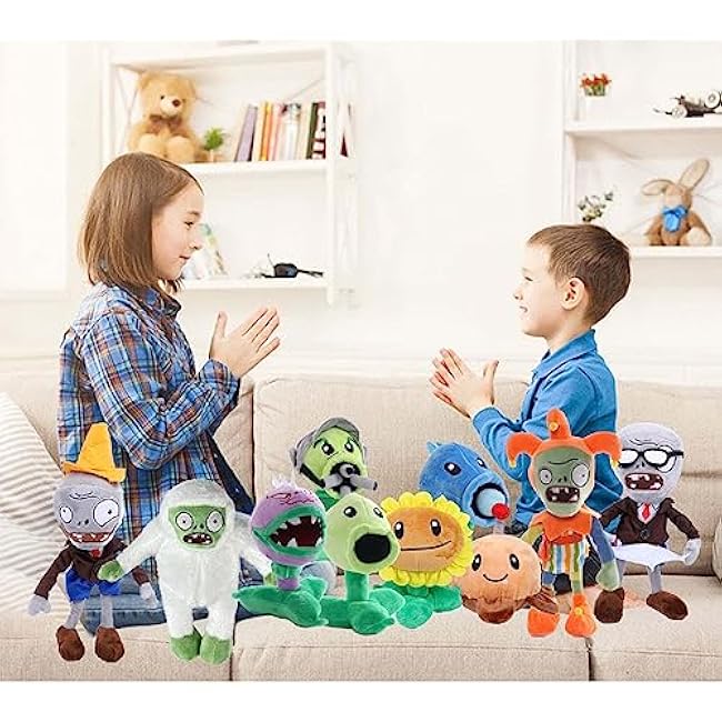 JHESAO 10 PCS Plants and Zombies Plush PVZ Plushies Zombies Brown Coat Toys Normal Zombies PVZ 1 2 Stuffed Soft Doll Gray Zombies New