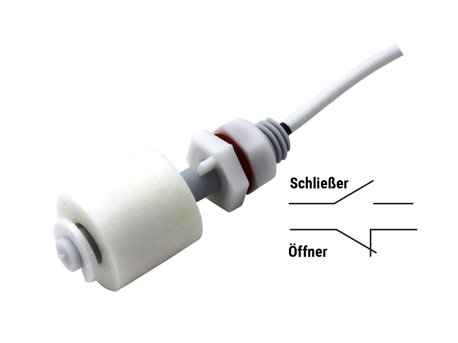 Schabus 200940 Mini Schwimmerschalter Kunststoff 2,5 m Kabel, made in Germany, Öffner- oder Schließerkontakt | schaltet ab 4cm Pegelhöhe