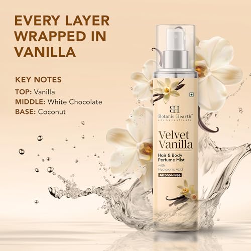 Botanic Hearth Velvet Vanilla Hair Spray & Body Perfume Mist 100 ml | With Hyaluronic Acid Alcohol-Free Formula Long-Lasting Vanilla Fragrance Leave-in Spray | For Women & Men - Image 3