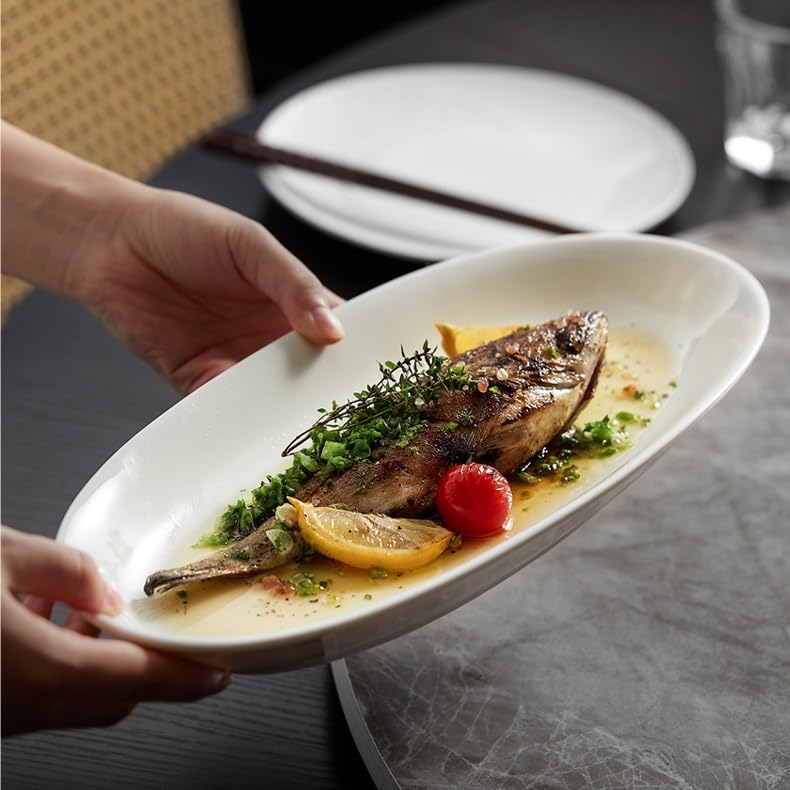 Platos de Cena platear de Pescado Ovalado, platear de Pescado al vapeur de cerámica, vajilla Creativa for Hotel, Restaurante y Club Platos de Pasta