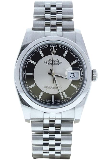Rolex Mens Datejust 116200 36mm Watch Jubilee Band Black Tuxedo Dial & Smooth Bezel (Certified Pre-Owned)