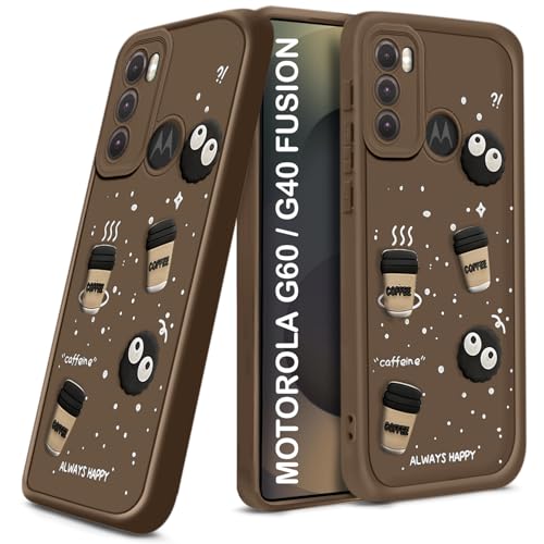 Image of TRUEUPGRADE Back Case Cover Compatible for Motorola Moto G40 Fusion /Moto G60| Cute Fun Cartoon 3D Ball | Coffee Silicone Case | Camera Protection | Body Protection | Shock Proof | Color Brown