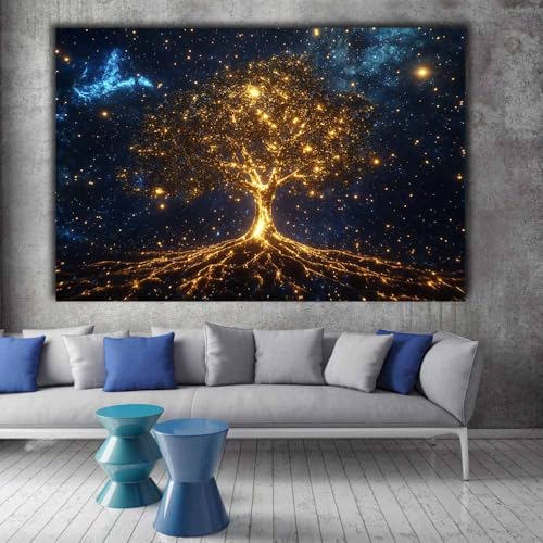 Arbre de vie déco murale solution tableau cadre doré 30x50cm - 2