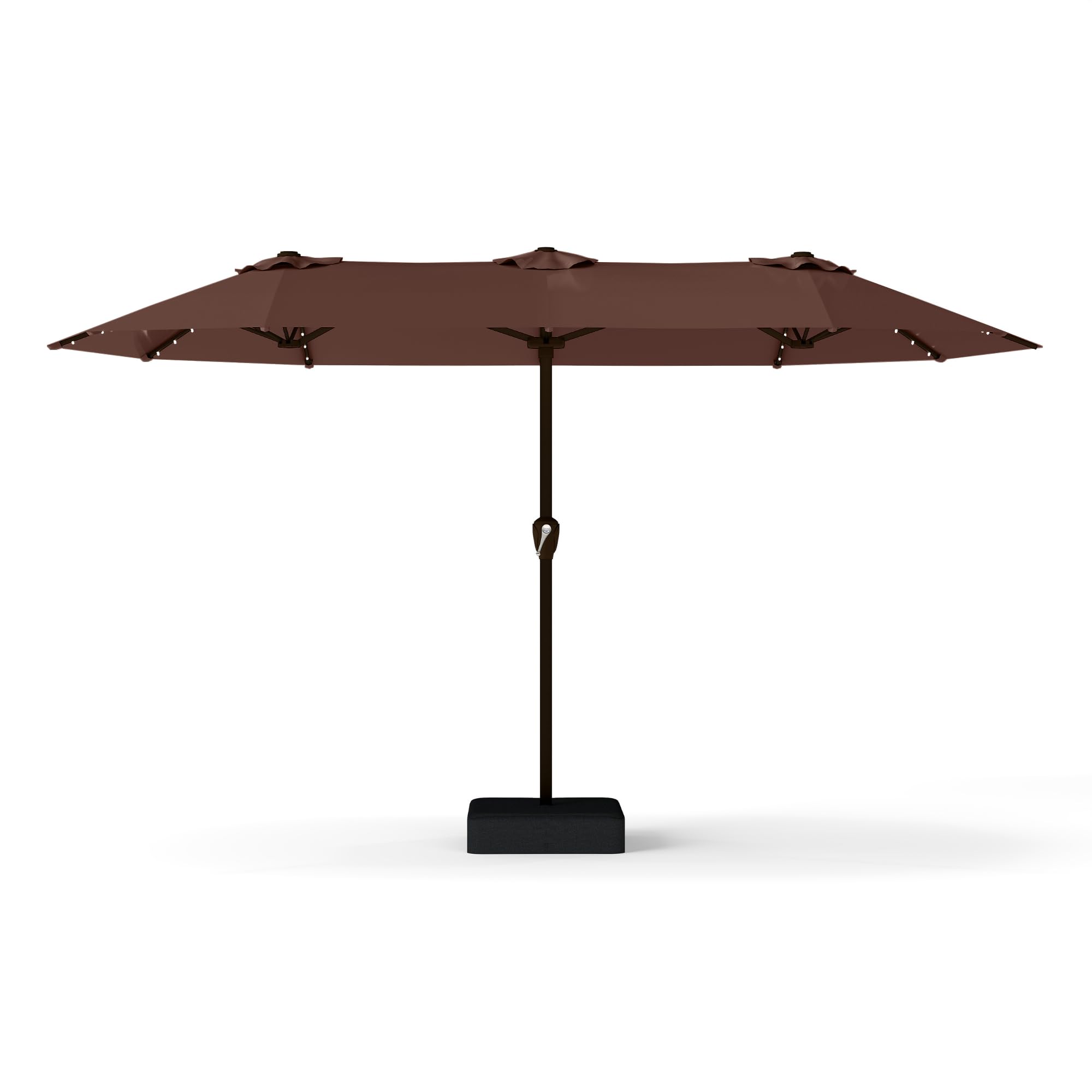 13FT Double-Sided Patio Umbrella with 48 Solar LED Lights, Large Rectangular Outdoor Market Umbrella with Crank Handle, Vented Canopy, Heavy-Duty 12