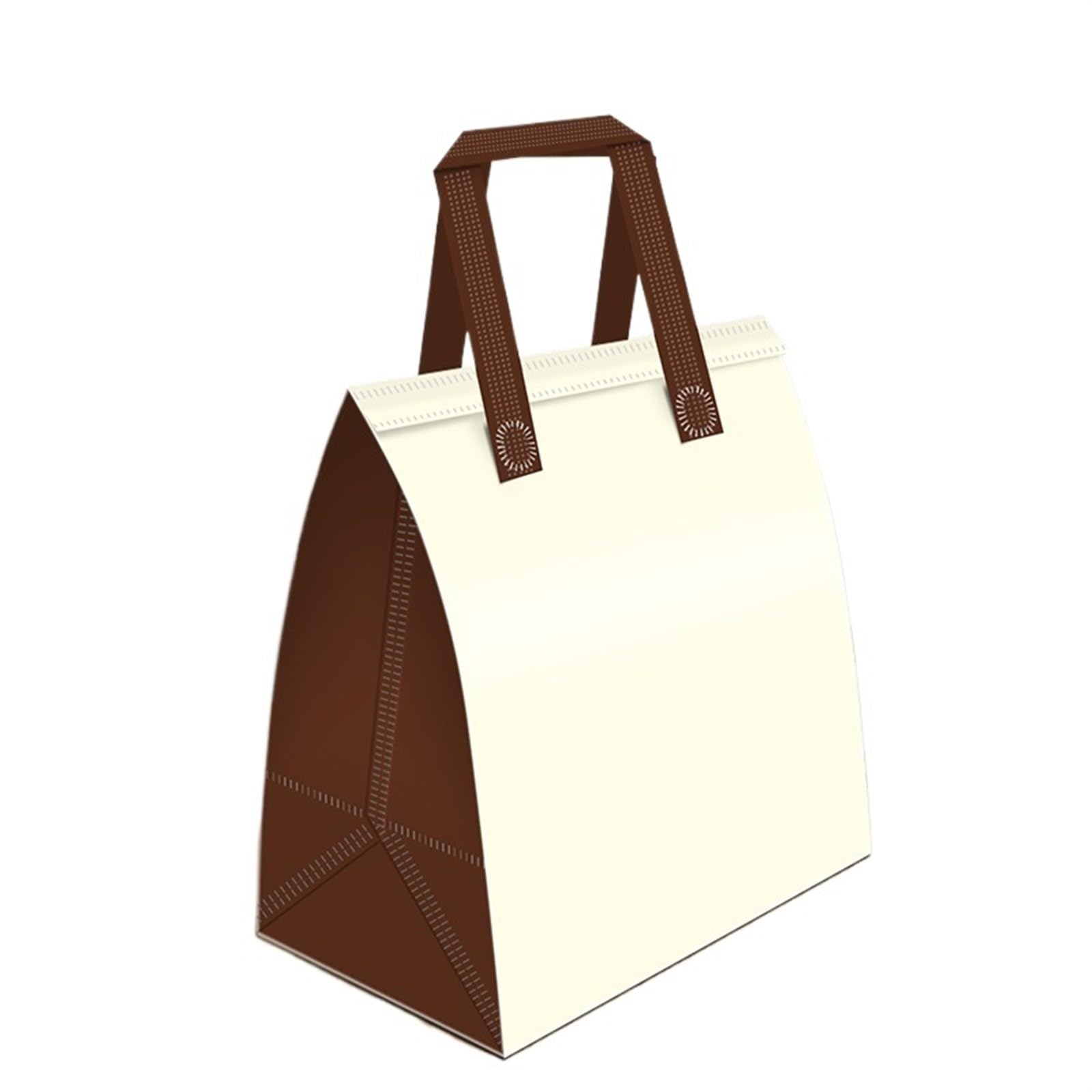 Isolierte Lebensmitteltasche 25 stücke Vlies Mittagessen Tragetaschen Box Stoff Tragbare Lebensmittel Kuchen Getränke Verpackung Warm Halten Kalt Lieferung Wiederverwendbare Beutel Isoliertasche(Beige