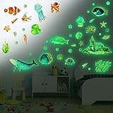 HOWAF See Animal Wall Stickers for Children Nursery Bedroom, Glow In The Dark Underwater Stickers for Boys Girls Living Room Bedroom Wall Decals, Removable Vinyl Wall Stickers for Kids Room Decoration