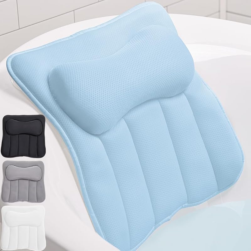 Almofada de Banho GORILLA GRIP para Banheira com 6 Ventosas, Malha 4D, Spa Blue