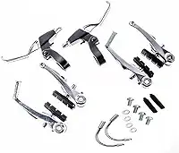 FREIO V-BRAKE COM MAÇANETA DE ALUMINIO PRATA P/BICICLETA