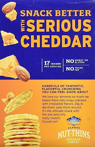 Image of Blue Diamond Almonds Nut-Thins Gluten Free Cracker Crisps, Cheddar Cheese, Family Size, 7.7 oz (Pack of 2)