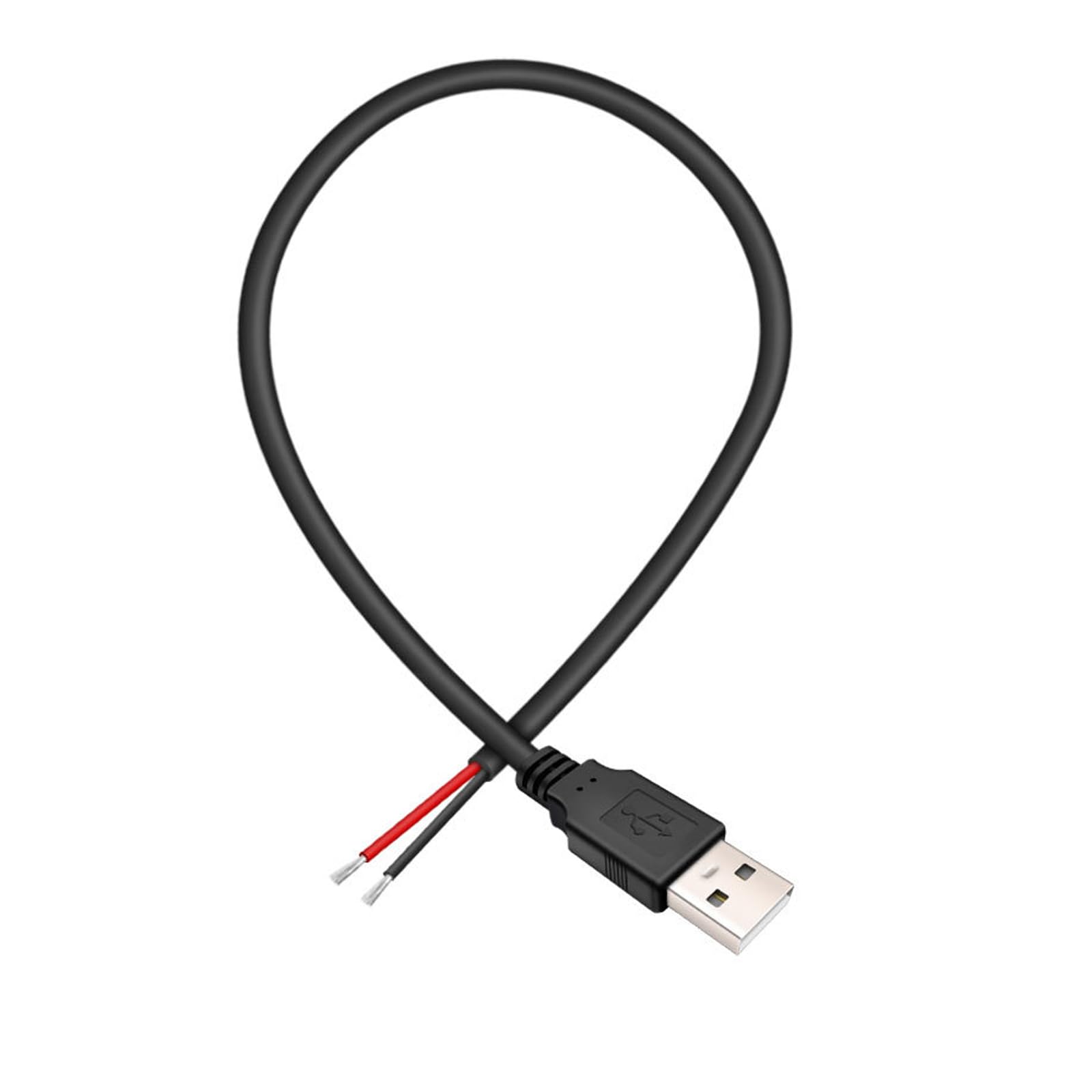 18AWG Single USB Pigtail 2 Wire,0.3M/1FT 5V 7A USB 2.0 Male Plug 2pin Bare Wire Replacement USB End for USB A Connector DIY Power Breakout Cable